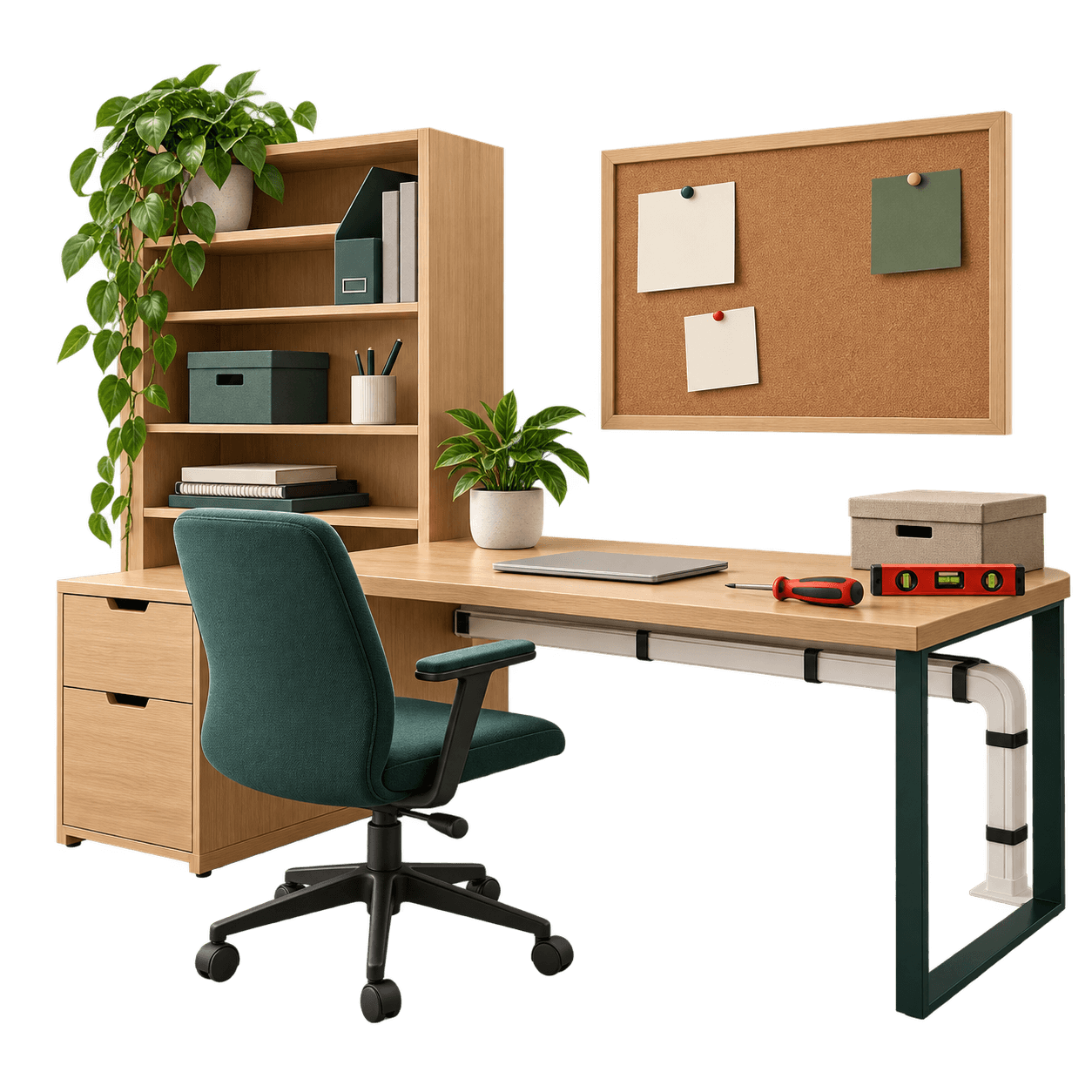 Office counter and shelving being maintained