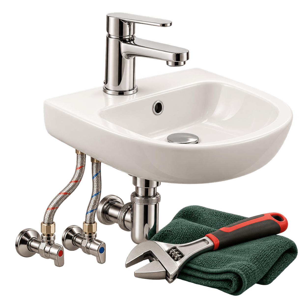 Tap and sink fittings being repaired
