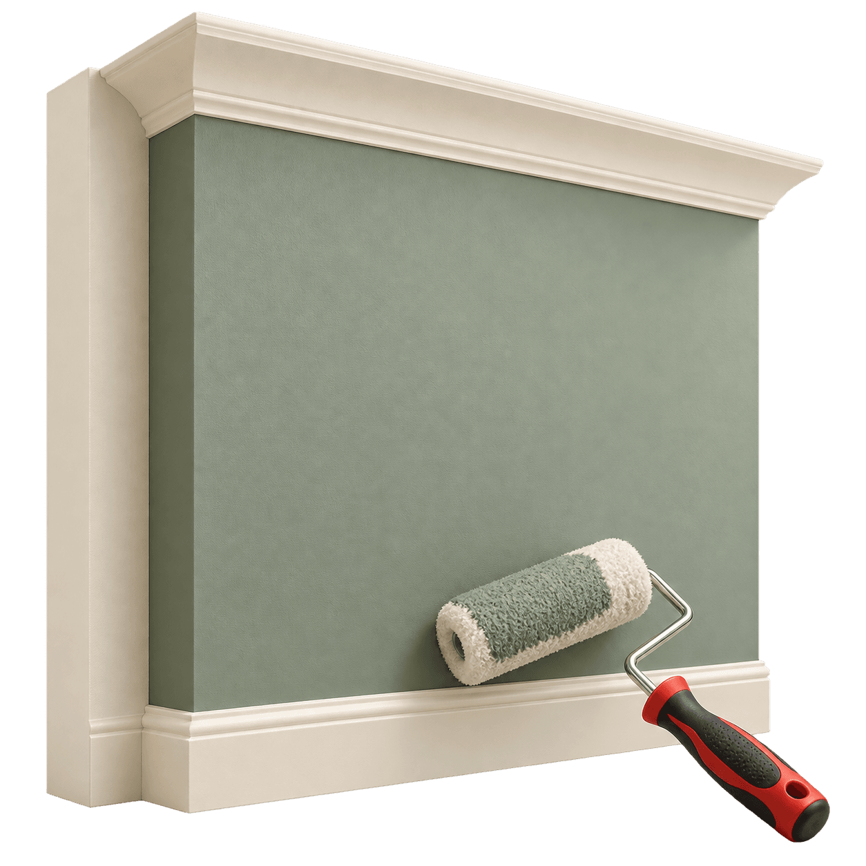 Wall being painted with a roller