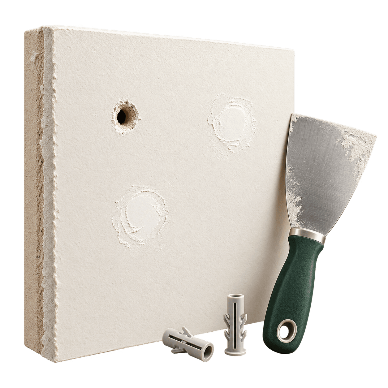 Small holes and fixings being filled in a wall